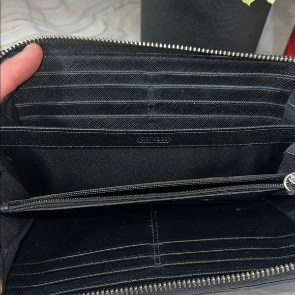 Coach Black Signature Double Zip Wallet with Coach Plaque - Picture 2 of 5